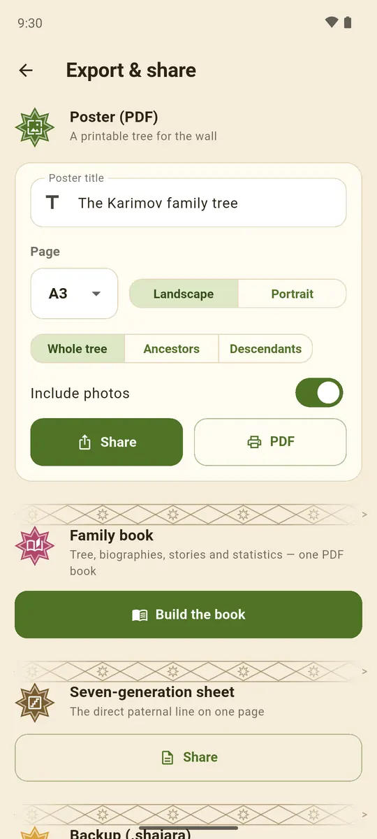 Export: poster and family book