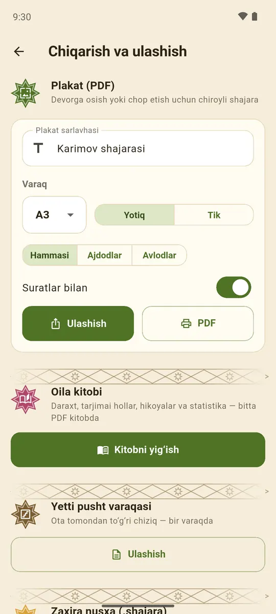 Eksport: plakat va oila kitobi