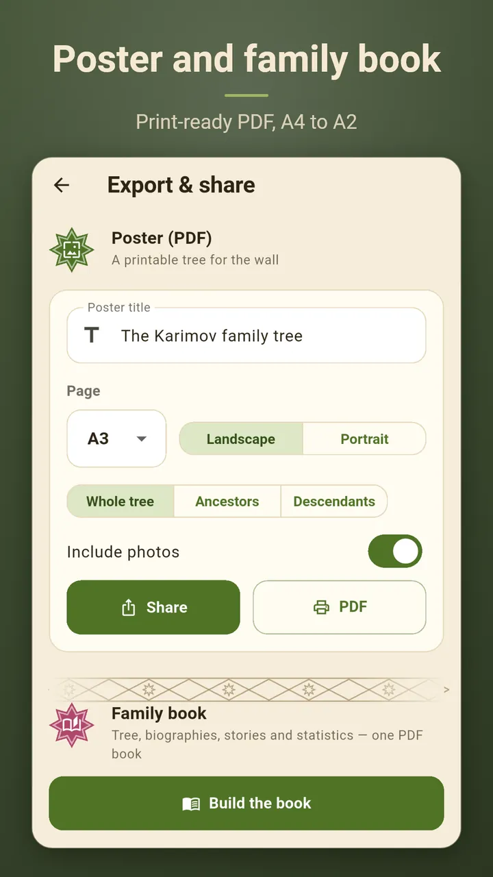 Export: poster and family book