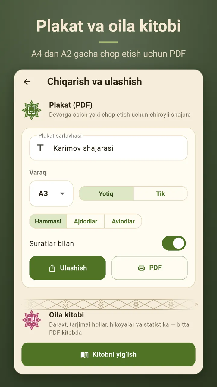 Eksport: plakat va oila kitobi